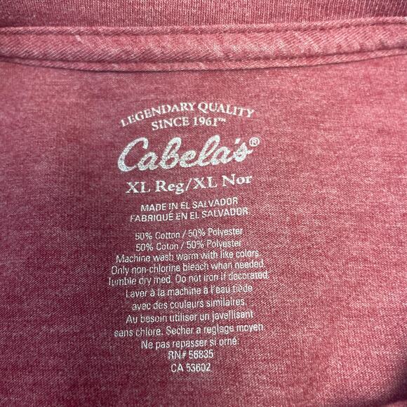 Cabela's 1961 Logo Mens XL Long Sleeve PolyCotton Blend Crew Neck Tee Shirt - Picture 4 of 5